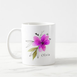 Vibrant Pink Watercolour Personalized Name Coffee Mug