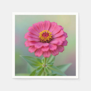 Vibrant Pink Zinnia Flower Macro Botanical Napkin