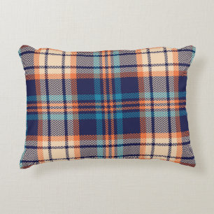 Vibrant Plaid: Autumn Textile Design Accent Pillow