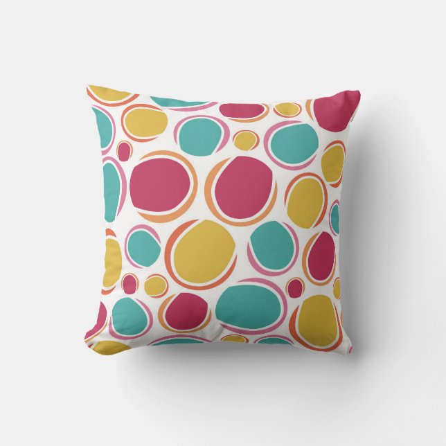 Vibrant Playful Ball Pattern Throw Pillow (Front)