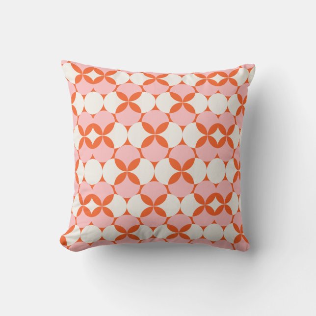 Vibrant & Playful Pink Orange Pattern Throw Pillow (Front)