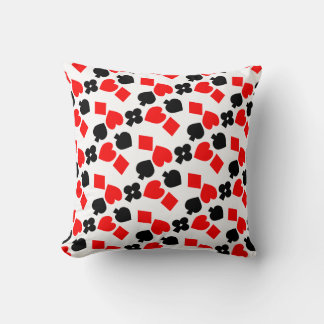Vibrant Playing Card Suit Pattern Pillow