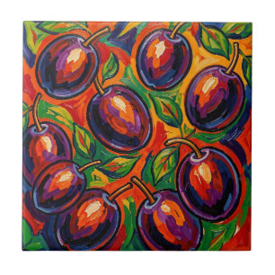 Vibrant Plum Fauvist  Tile