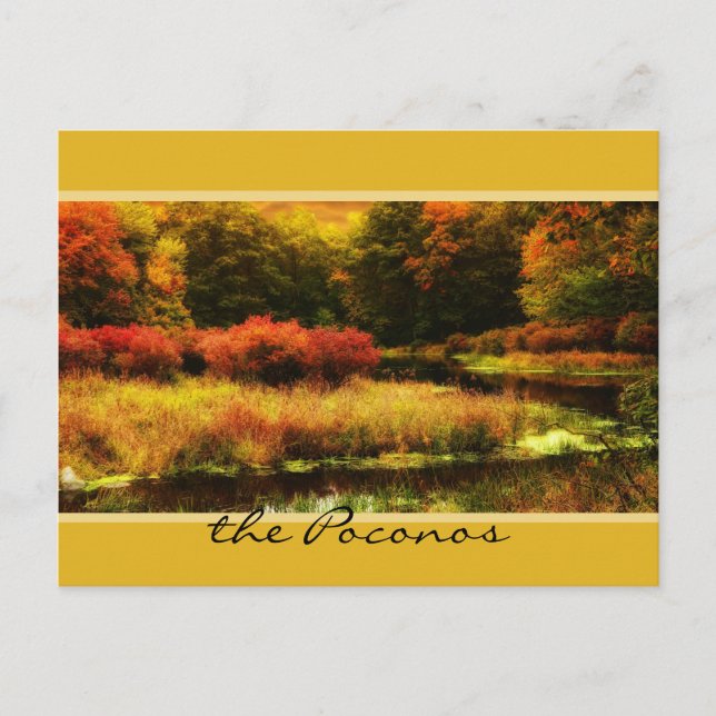 Vibrant Poconos Autumn Scene Postcard (Front)