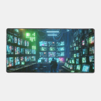 Vibrant poil vert et bleu high-tech hacker