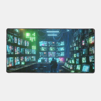 Vibrant poil vert et bleu high-tech hacker