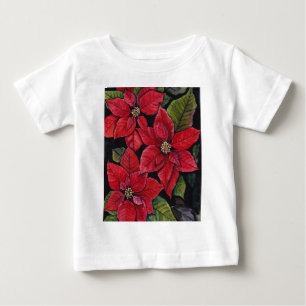Vibrant Poinsettia In Watercolor   Baby T-Shirt
