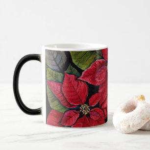 Vibrant Poinsettia In Watercolor  Magic Mug