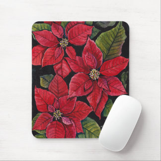 Vibrant Poinsettia In Watercolor  Mouse Pad