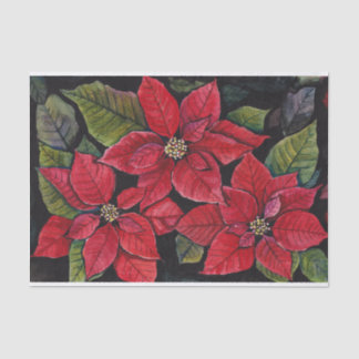 Vibrant Poinsettia In Watercolor Tissue Paper