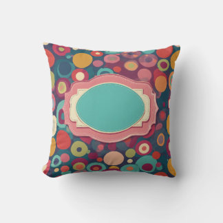 Vibrant Polka Dot Pattern Background with Central Throw Pillow