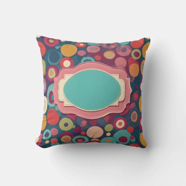 Vibrant Polka Dot Pattern Background with Central  Throw Pillow (Front)