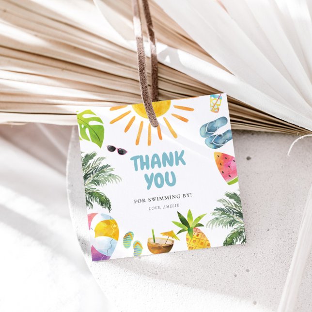 Vibrant Pool Party  Favour Tags (Creator Uploaded)
