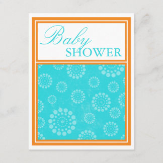 Vibrant Pop Aqua Orange Baby Shower Invitations