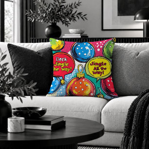 Vibrant Pop Art Christmas Baubles Decorative Pillo Throw Pillow