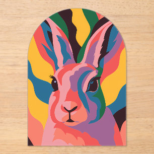 Vibrant Pop Art Cow Face Portrait Acrylic Invitations