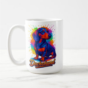 Vibrant Pop Art Dachshund – Colourful Neon Dog Coffee Mug