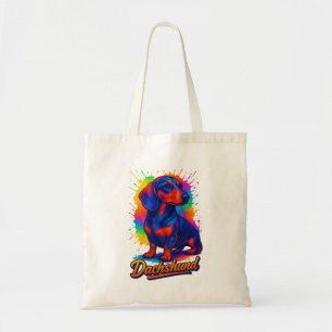 Vibrant Pop Art Dachshund – Colourful Neon Dog Tote Bag