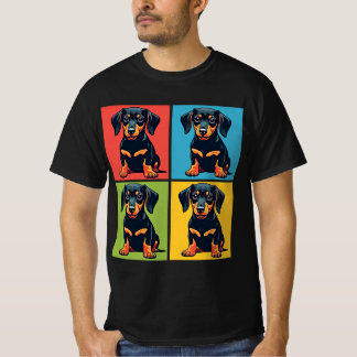 Vibrant Pop Art Dachshund Puppy Squares T-Shirt