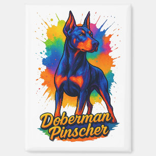 Vibrant Pop Art Doberman Pinscher Illustration Magnet