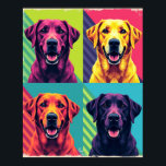 Vibrant Pop Art Dog Portraits : Warhol Style Grid Poster<br><div class="desc">This artwork, "Vibrant Pop Art Dog Portraits, " tells a captivating story of four cheerful canine personalities, each celebrated in the bold and iconic style of Andy Warhol. It's a modern tribute to the timeless bond between humans and their furry companions, reimagined through the dynamic lens of pop art. What...</div>
