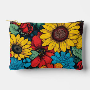 Vibrant Pop Art Floral Design wuth Sunflowers Accessory Pouch