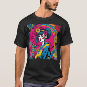 Vibrant Pop Art Geisha Modern Japanese Girl T-Shirt