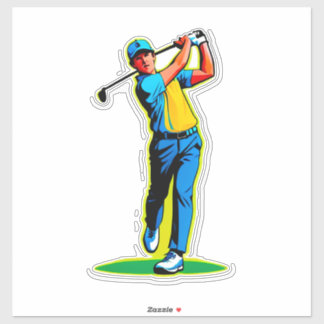 Vibrant Pop-Art Golfer Swinging a Driver on Green