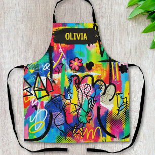 Vibrant Pop Art Graffiti Abstract Personalized Apron