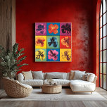 Vibrant Pop Art Hibiscus Flower Grid – Modern Poster<br><div class="desc">Bring a burst of retro-modern flair into your home with this colourful pop art hibiscus flower grid. Featuring bold colours and minimalist floral prints, this artwork is perfect for making a statement in your living room or home office. The design includes a hidden customizable space, offering you the chance to...</div>