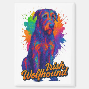 Vibrant Pop Art Irish Wolfhound Illustration Magnet