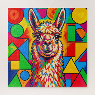 Vibrant Pop Art Llama Portrait Jigsaw Puzzle