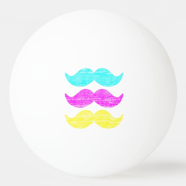 Vibrant Pop Art Moustache Pattern Ping Pong Ball (Front)