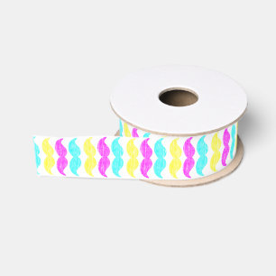 Vibrant Pop Art Moustache Pattern Ribbon Grosgrain Ribbon