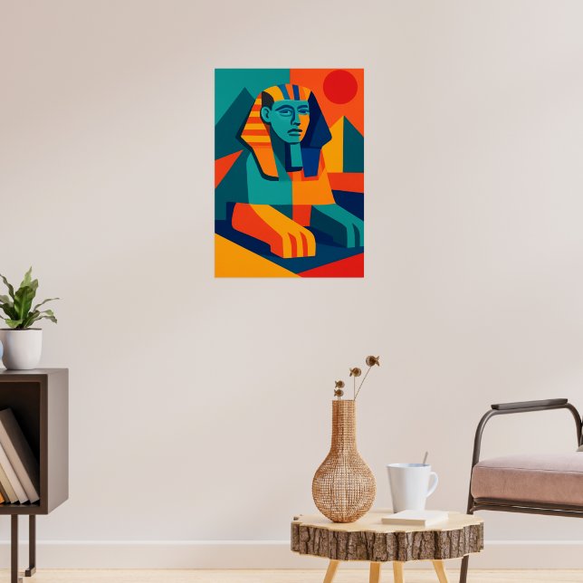 Vibrant Pop Art Sphinx Geometric Wall Art (Living Room 3)