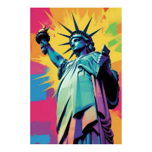 Vibrant Pop Art Statue of Liberty Poster Wall Art