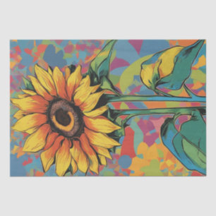 Vibrant Pop Art Sunflower Decoupage Paper