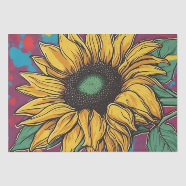 Vibrant Pop Art Sunflower Decoupage Paper (Front)
