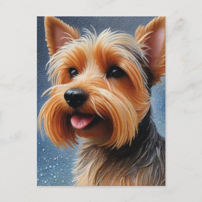 Vibrant Pop Pointillism Yorkshire Terrier Art Postcard (Front)