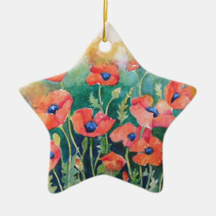Vibrant Poppies Ceramic Ornament