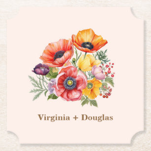 Vibrant Poppies Wedding Coasters