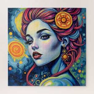 Vibrant Portrait de déesse cosmique Puzzle