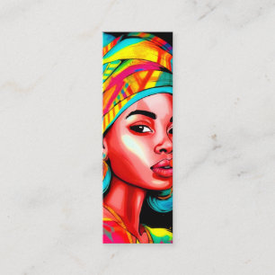 Vibrant Portrait with Colourful Headwrap Mini Business Card