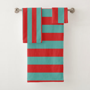 Vibrant Postbox Mermaid Stripes Bath Towel Set