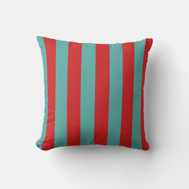 Vibrant Postbox Mermaid Stripes Throw Pillow (Front)