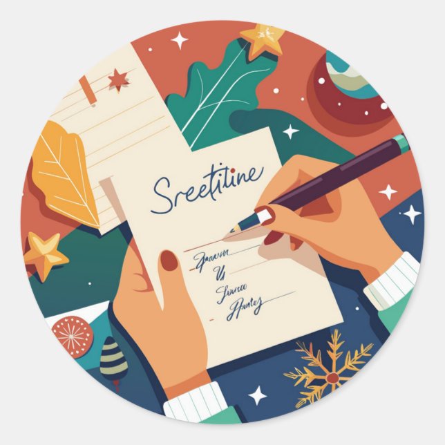 vibrant-postcard-designs-spread-out-on-a-festible classic round sticker (Front)