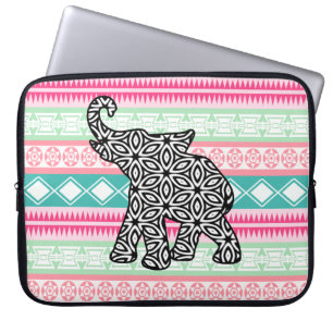 Vibrant Pretty Aztec Pattern Elephant Laptop Case