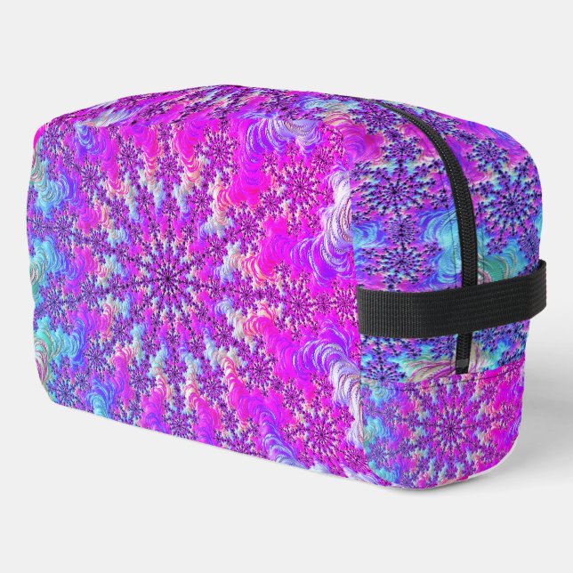 Vibrant Psychedelic Colourful Groovy Fractal Burst Dopp Kit (Left Corner)