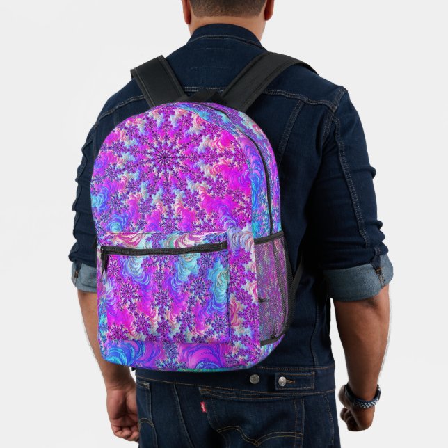 Vibrant Psychedelic Colourful Groovy Fractal Burst Printed Backpack (Insitu (Model))