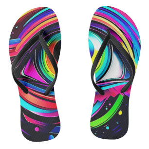 Vibrant Psychedelic Eye Art Flip Flops